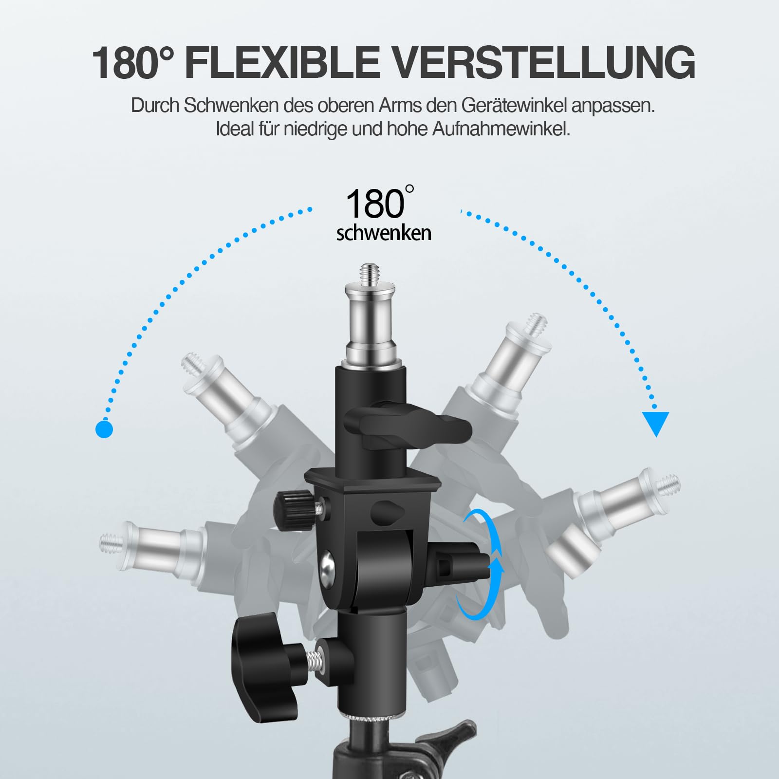 Wellmaking 2er-Set U-förmiger Neigungsadapter für sowohl Schirmständer als auch Lampenstative, mit Standard-1/4"-auf-3/8"-Metall-Schraubanschluss (Außengewinde) und Blitzschuh-/Kaltschuhadapter