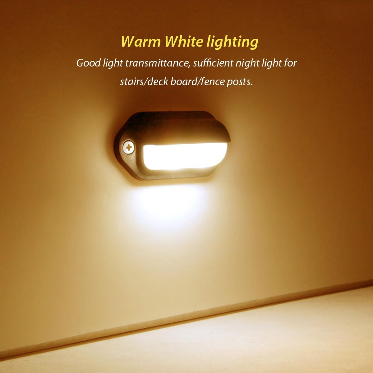 Dream lighting 12V RV Marine Boat Interior Lights LED Courtesy Step Stair Deck Light Trailer License Plate Light, Surface Mount Fixture 0.1watt Warm White Lighting Oval Black Shell 2.6inch, Pack of 6