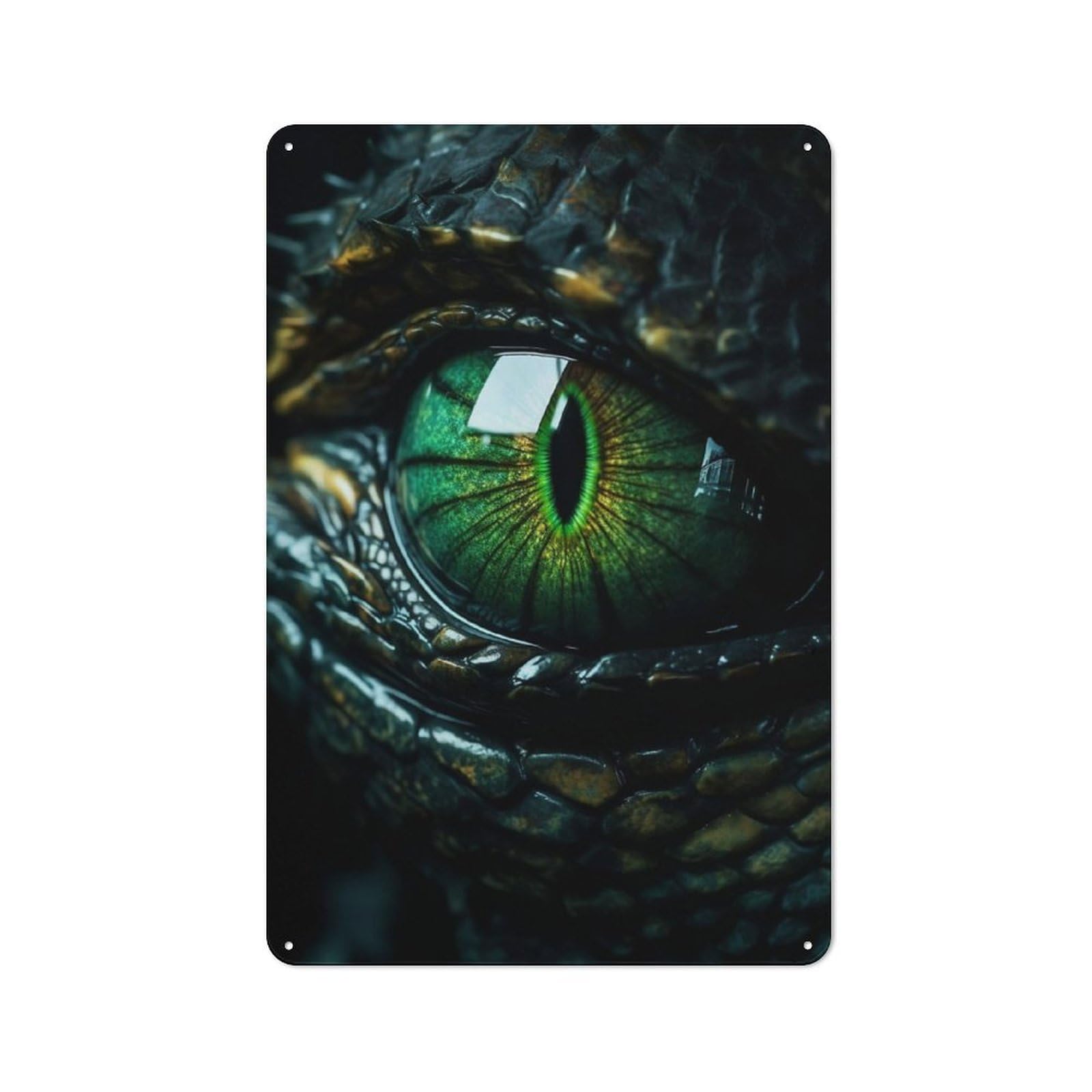 Junmoney Poison Dragons Green Eye For Lounge Or Reading Corner, Rustic Tin Sign 30X20cm, For An Autumn Update To Lounge And Reading Corner