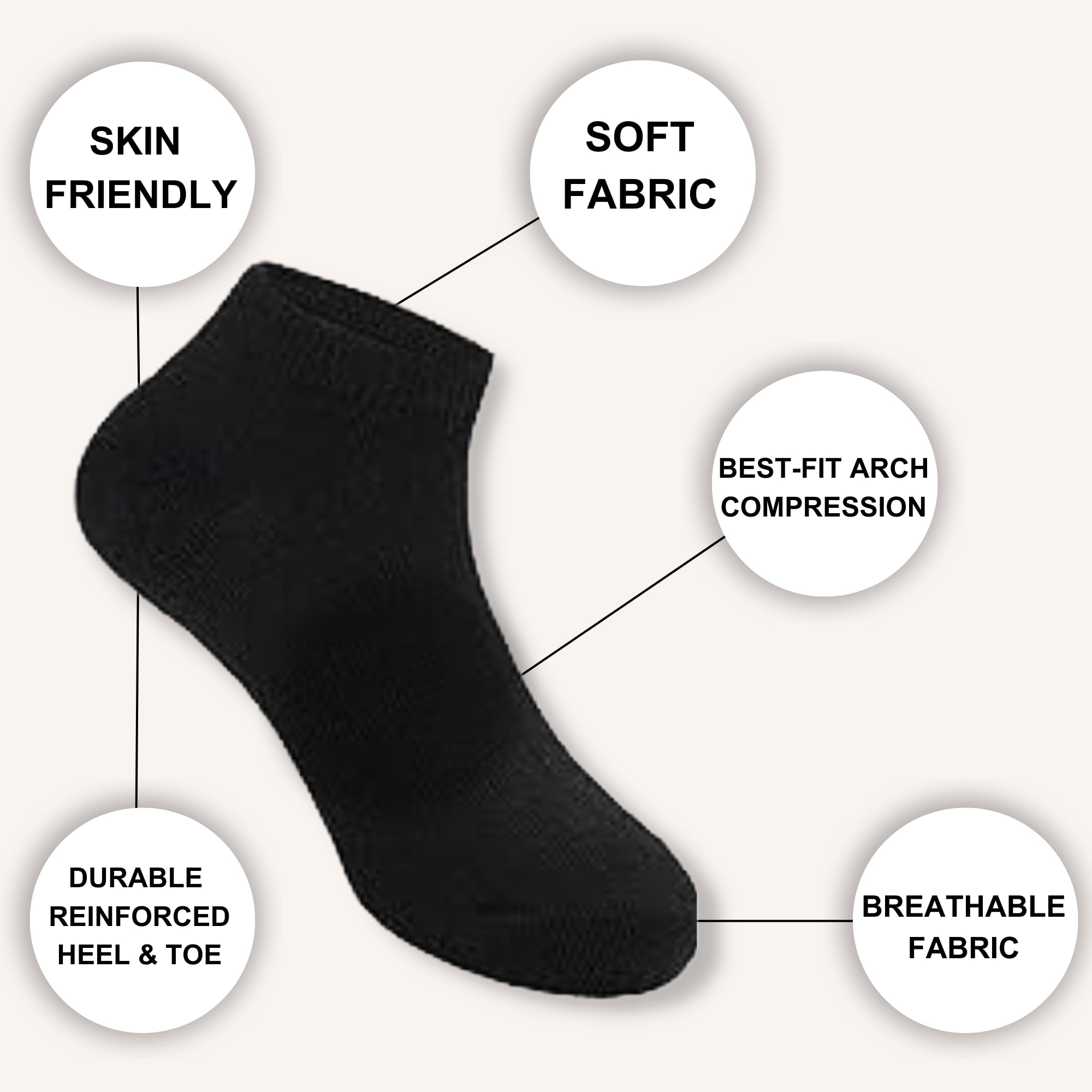 minmum Unisex Kids Cotton Ankle Length Socks Regular Wear/School Wear Socks Pack Of 4 (White, 11-12 years) - Image 2 thumbnail