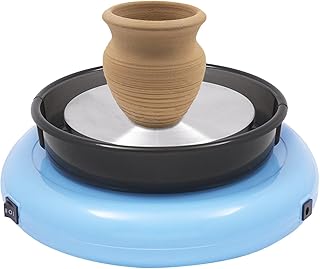 panfudongk Máquina de rueda de cerámica con velocidad ajustable 60W 0-180 rpm 15 cm plato giratorio DIY herramienta de cerámica para niños y adultos Artesanía creativa (azul)