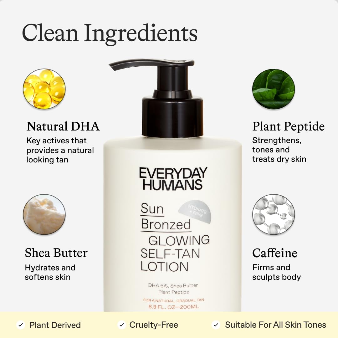 Sun Bronzed Gradual Self Tanning Lotion Australian Made 6.8 fl.oz | Moisturizing & Firming Self Tanner with Peptides | Streak-Free Luxe Sunless Tanner With Vetiver & Santal | Everyday Humans - Image 7