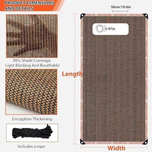 AHWEKR 90% 6x7ft Sunblock Shade Cloth Cover Mesh Net for Garden Flower Plant Greenhouse, Light Brown — view 5