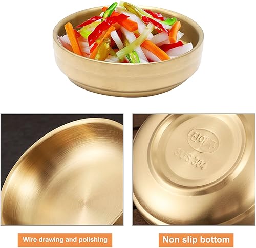 Miniatura 4 de 4 platos grandes de acero inoxidable para salsa de 4.7 pulgadas, platos de doble cubierta, platos de acero inoxidable 304 de 4.3 onzas para aceite,