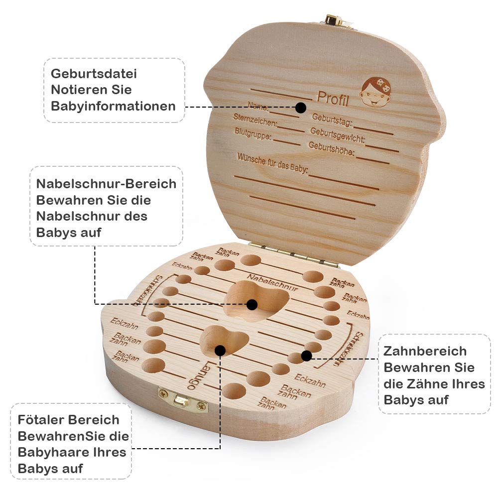 DHWEKU Boîte à Dents De Lait En Bois - Organisateur Souvenirs Enfant Garçon Fille