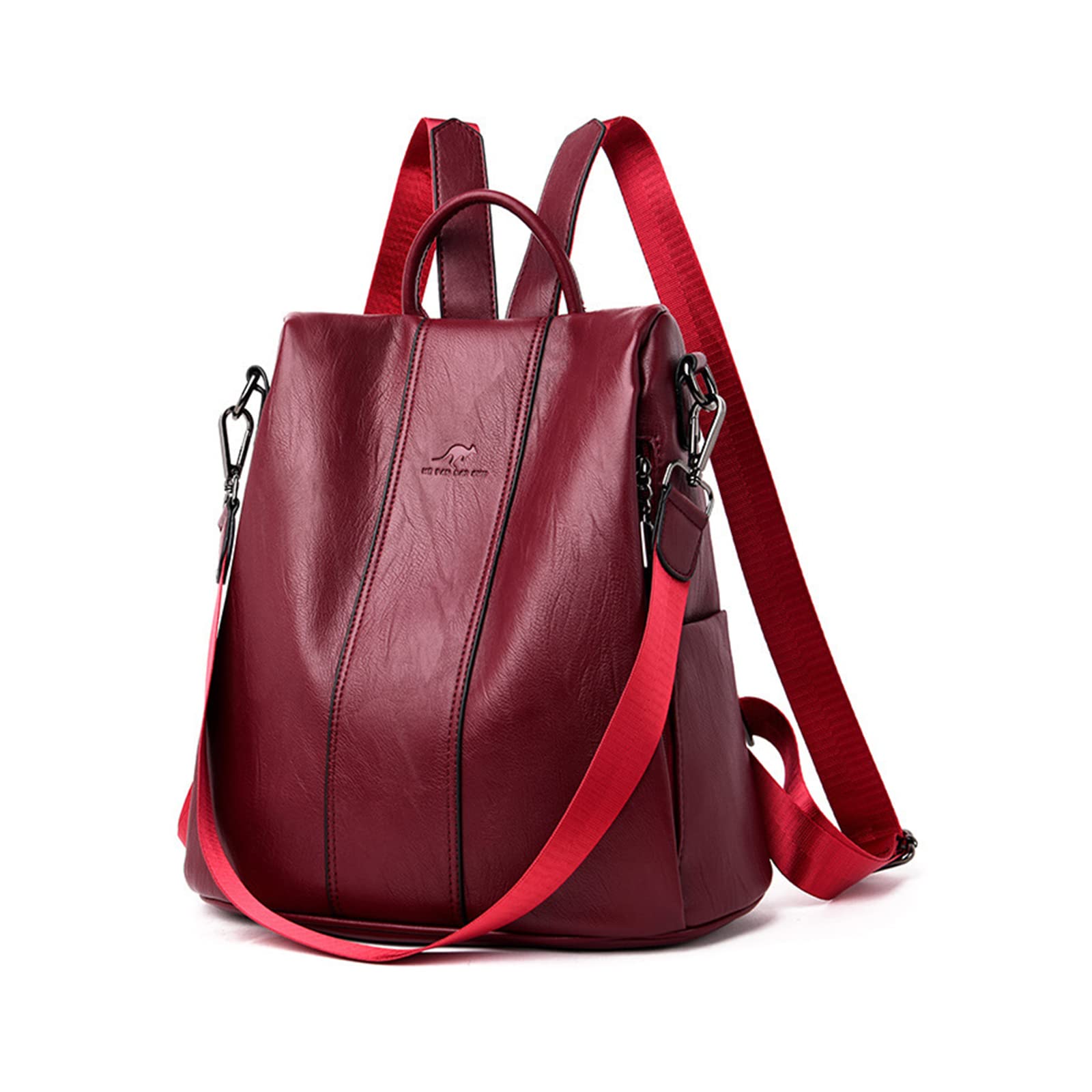 NICOLE & DORIS Anti-theft Backpack Women's Fashion Backpacks PU Leather Causal Daypack Ladies Backpack Shoulder Bags Waterproof Backpack for Work School Travel Shopping Burgundy