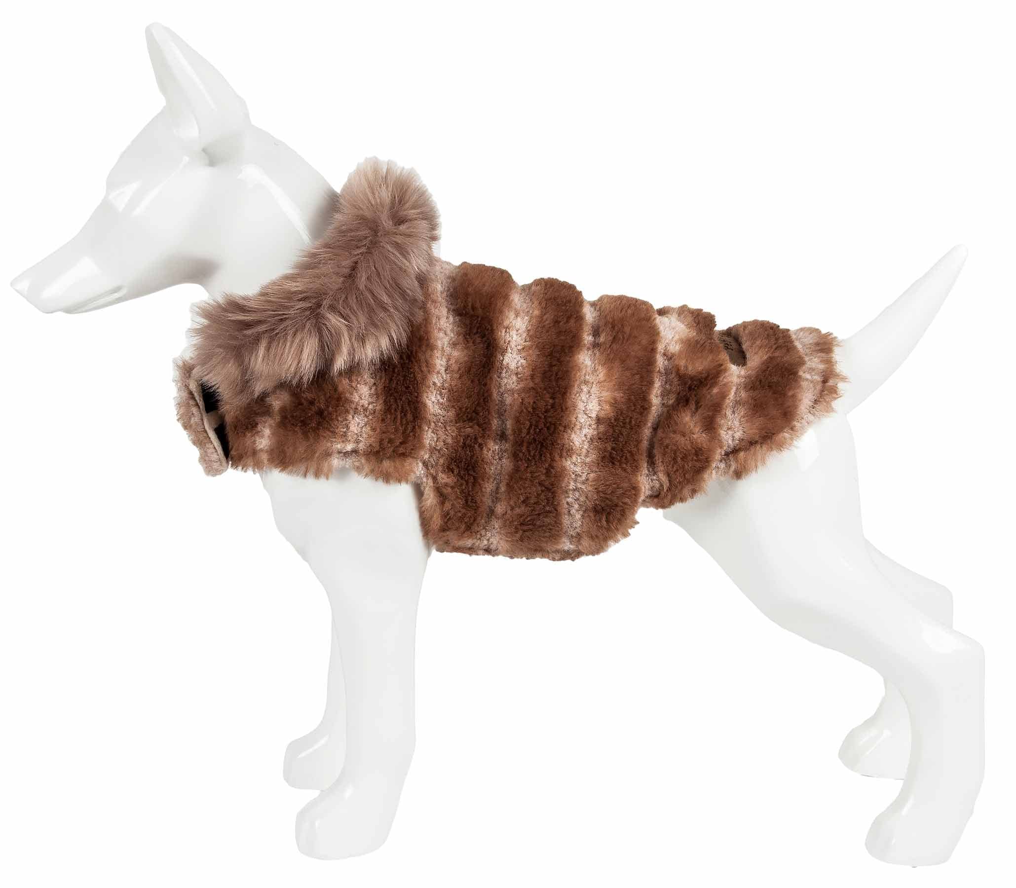 Pet Life Luxe Tira-Poochoo Tiramisù - Giacca per cani in visone, misura media, marrone