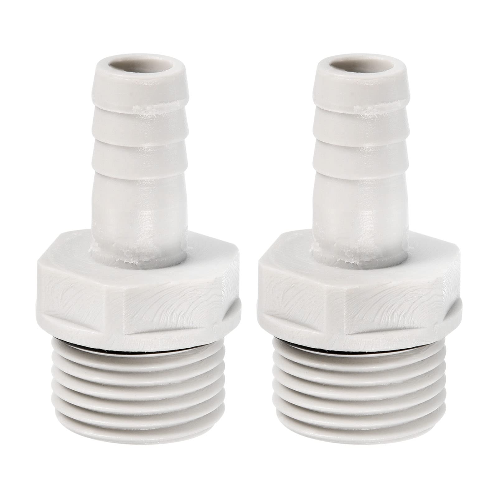 PATIKIL Hose Barb Fitting Straight 11mm Barbed G1/2 Male Thread, 2 Pack POM Plastic Pipe Connector, Grey