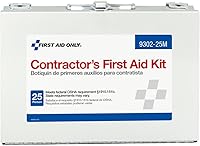 First Aid Only 9302-25M 25-Person Contractor First Aid Kit, 178 Pieces Metal Case for Job Sites, Renovations & Vehicles
