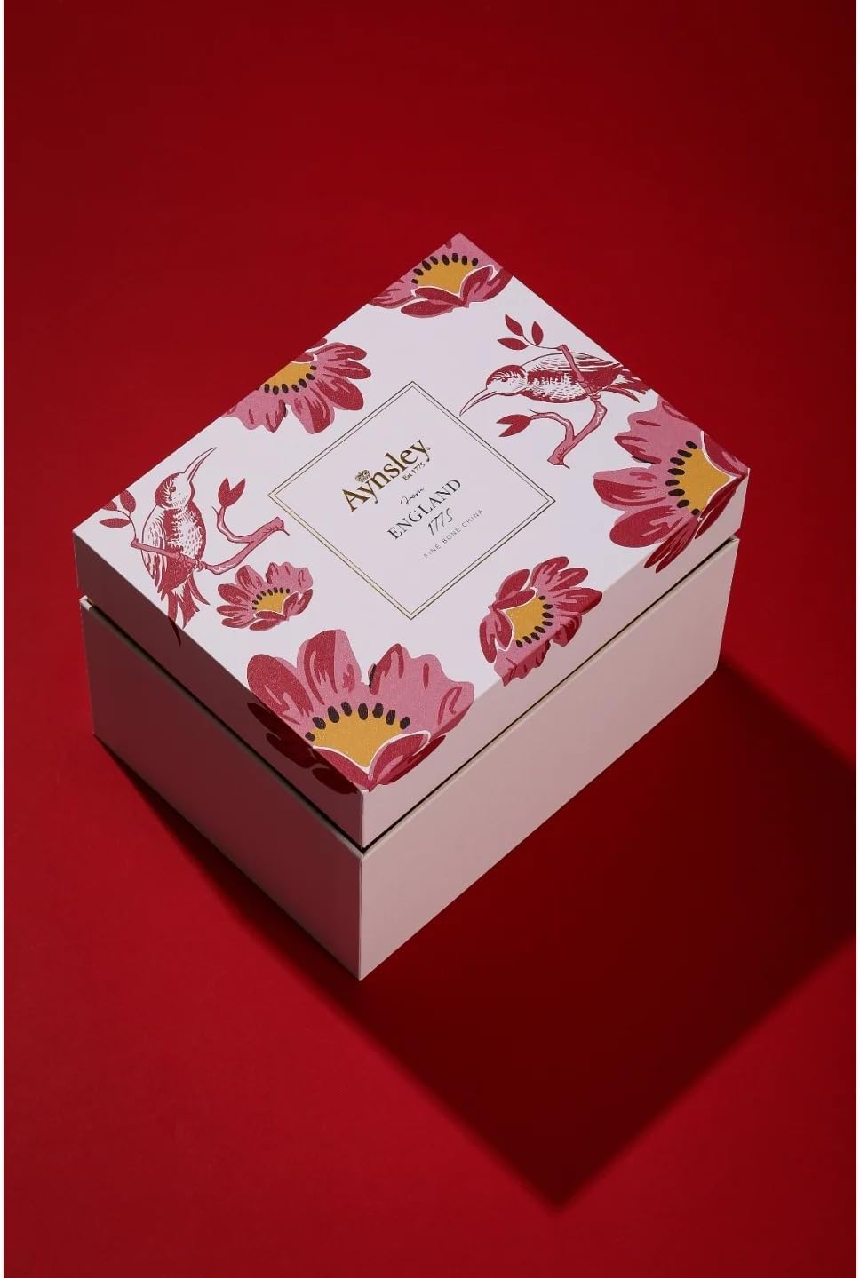 Aynsley Pembroke Glaze Oban 2-Piece Fine Bone China Teacup & Saucer - 6oz (180ml), Handpainted Floral with Gold Trim - Vintage Gift Set-Pink