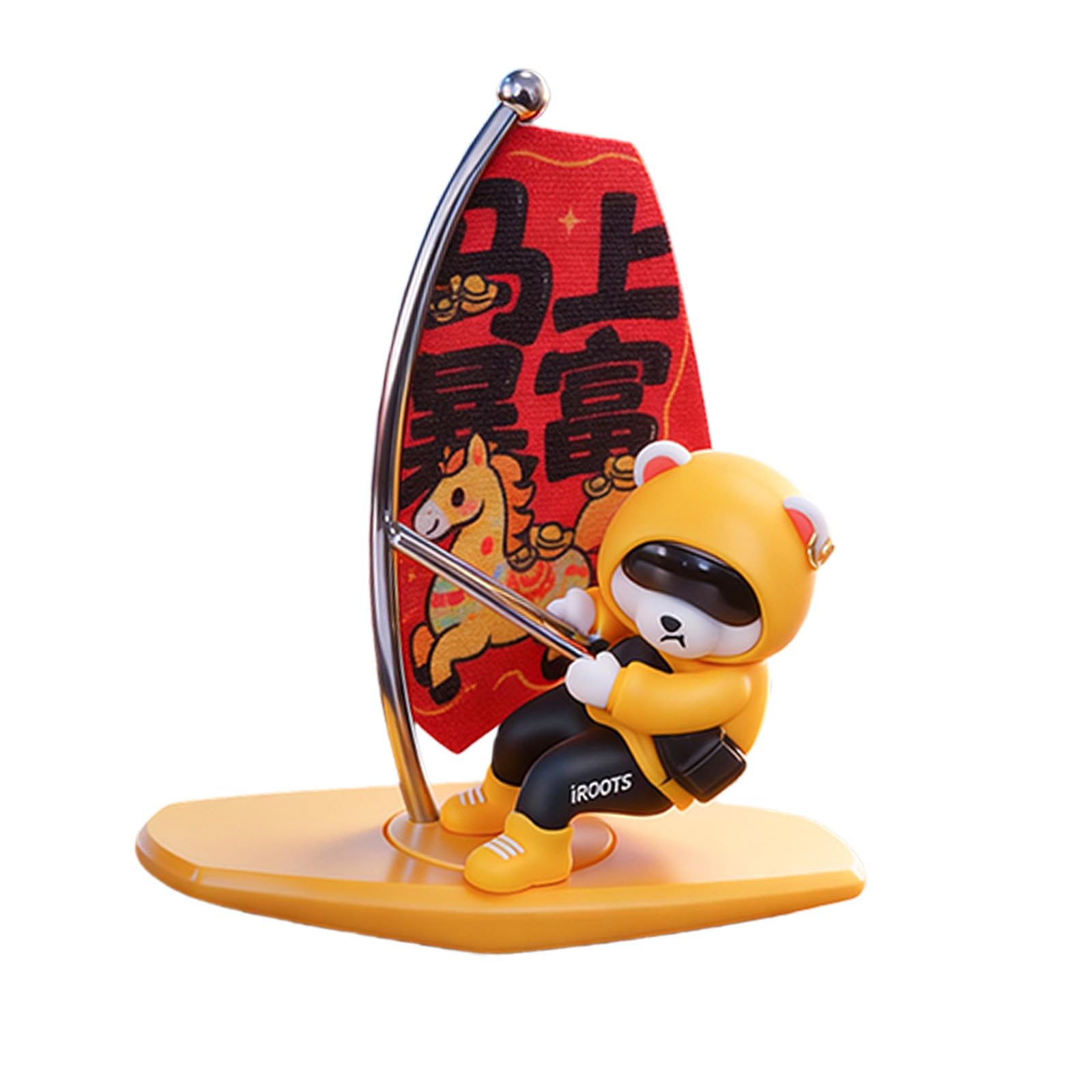 Whoasyst Creative Playful Rotating Surfing Bear Car Ornament Adds Joys to Your Ride with Its Swings Motion for Vehicle Dashboards Moving Surfboard Riding Bear