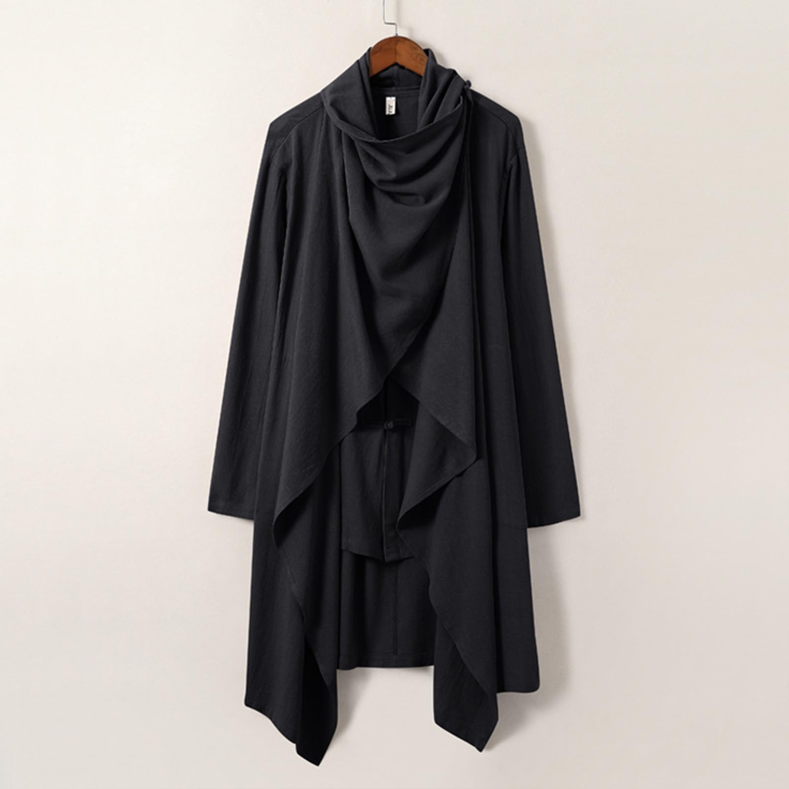Giacca da uomo Cinese Lunghe Camicie Tang Stile Laico Trench Cinese Lino Canapa Cappotto Arti Marziali Irregolare Cardigan Strati Tradizionali Robe per Kung Fu Tai Chi