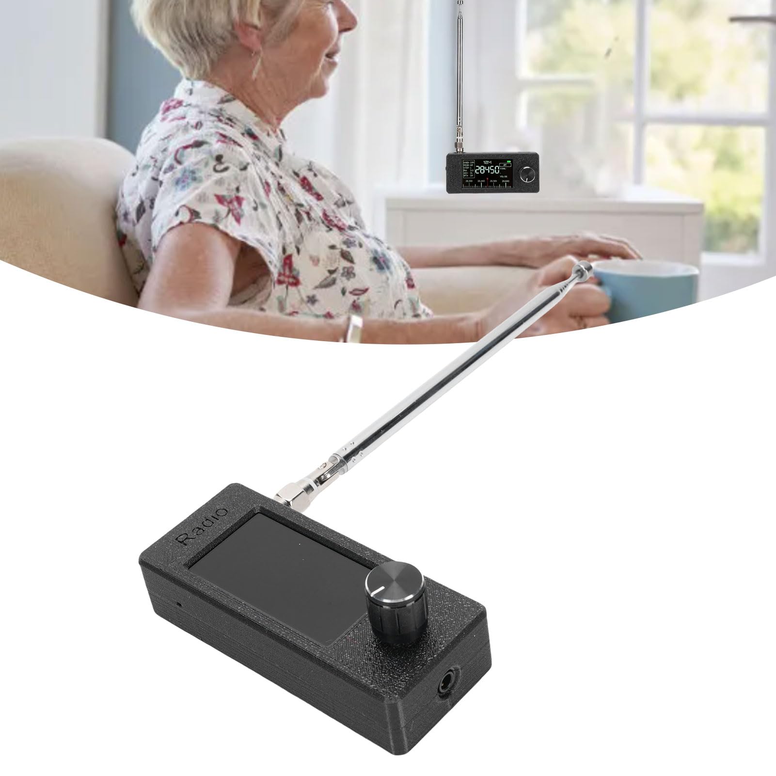 Radio de Bolsillo LW MW SW 150kHz-30MHz VHF 64-108MHz, Radio Compacta Portátil Recargable con Cable USB, para Viajes Al Aire Libre