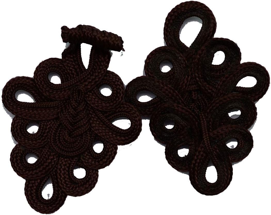 LYRACCES Braid Knit Extra Large Big Pipa Chinese Frog Fasteners Knot Closure Sewing Buttons Cloth 8in 1pair (Coffee)