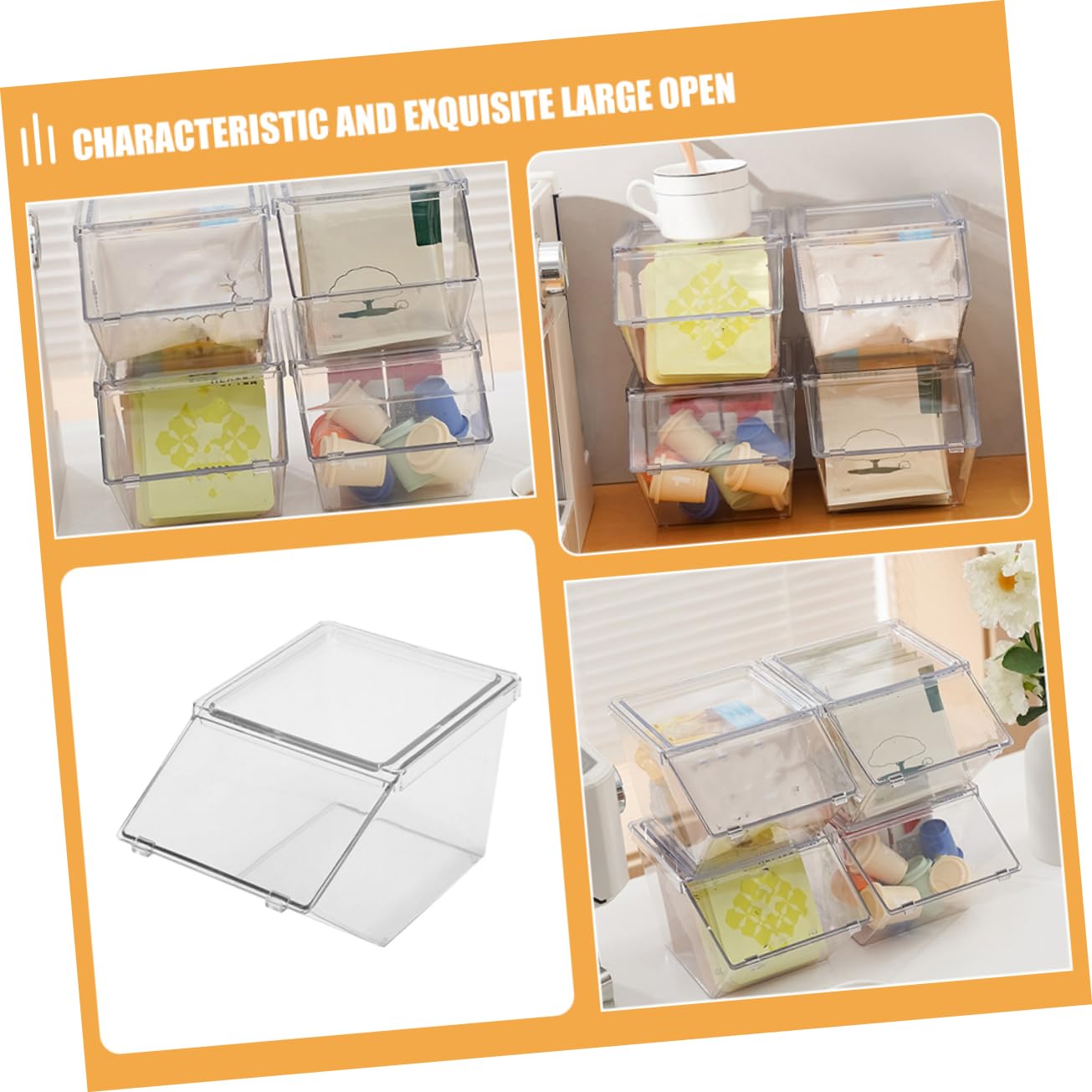 MAGICLULU Set Organizer Per Bustine Di Tè - Stazione Porta Bustine Di Tè Con Scatola Portaoggetti Contenitore Per Il Tè in Acrilico E Dispensa Organizer Per Bustine