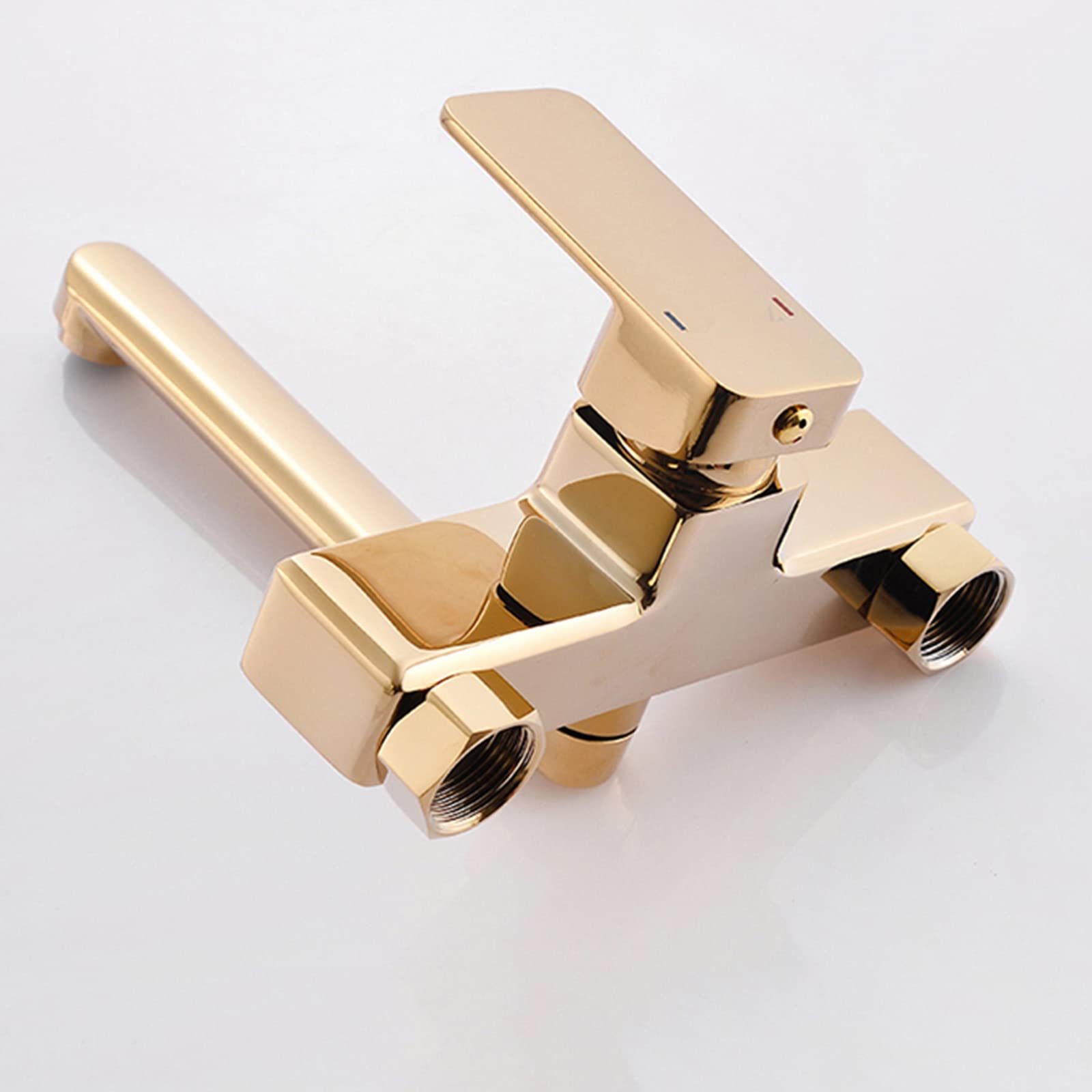 Grifo de Cocina de Pared, Grifo Cocina de Pared Oro Agua Fría y Caliente Girar Latón Grifo de Cocina-20 Cm