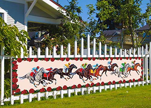 Derby Party Outdoor Banner Churchill Downs Horse Racing Decor Large Fence Banner Front Yard Sign Garden Decoration