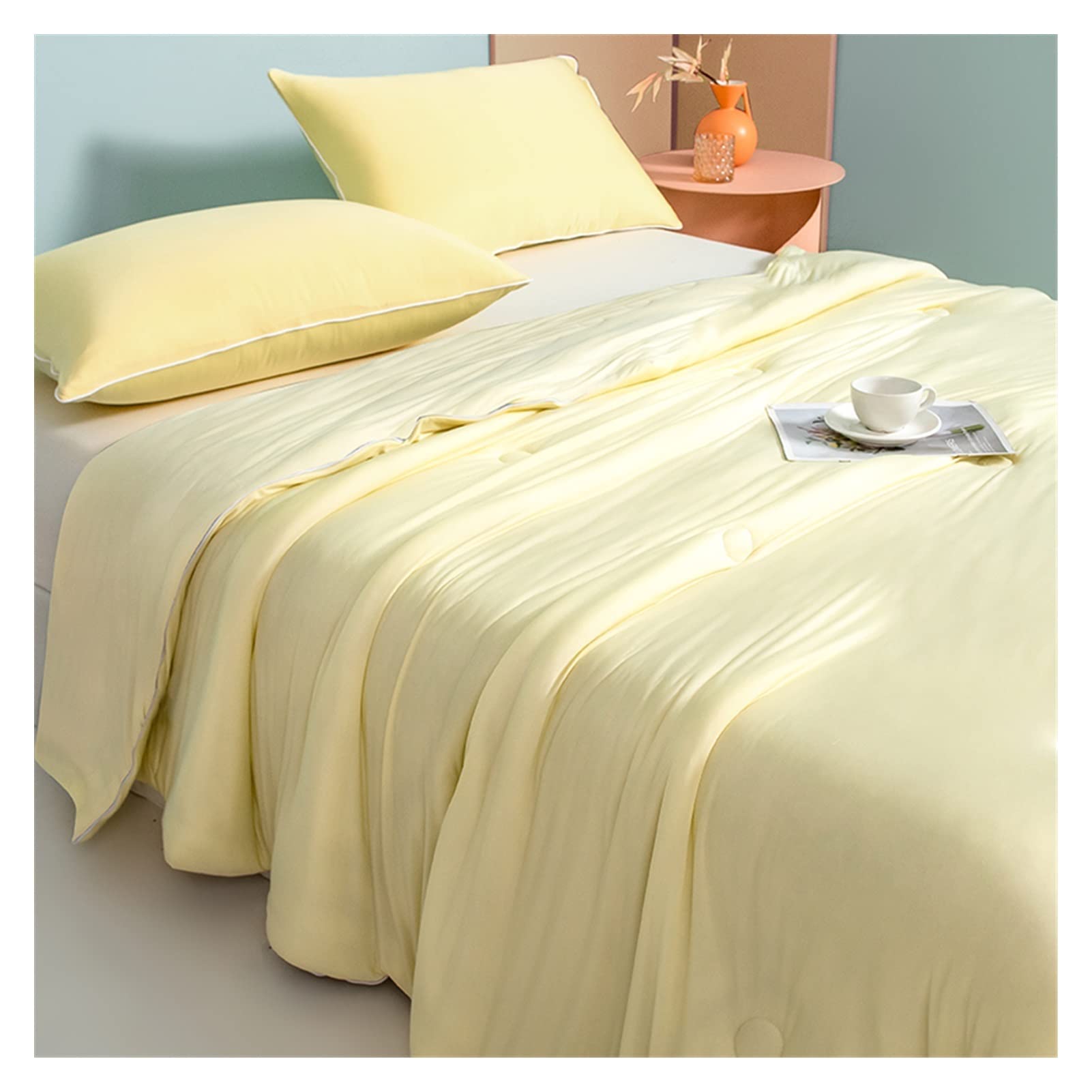 EBzvblxm Cooling Blanket for Summer, Summer Cooling Blanket Ice Quilt Air Condition Comforter Multicolor Multiple Sizes(Yellow,200x230cm)