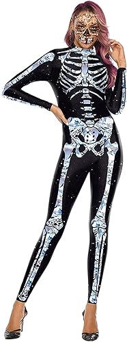 Miniatura 8 de KatchOn Disfraz de esqueleto plateado - Body de esqueleto para mujer para Halloween truco o trato