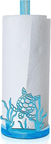 Miniatura 1 de Soporte para toallas de papel de playa, soporte para toallas de papel de madera náutica, tortuga marina, pulpo, hierba, océano, dispensador de