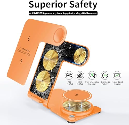 Miniatura 2 de Cargador inalámbrico, estación de carga inalámbrica 3 en 1 de aleación de aluminio para Apple iPhoneiWatchAirpods, iPhone15, 14, 13, 12, 11 (Pro,