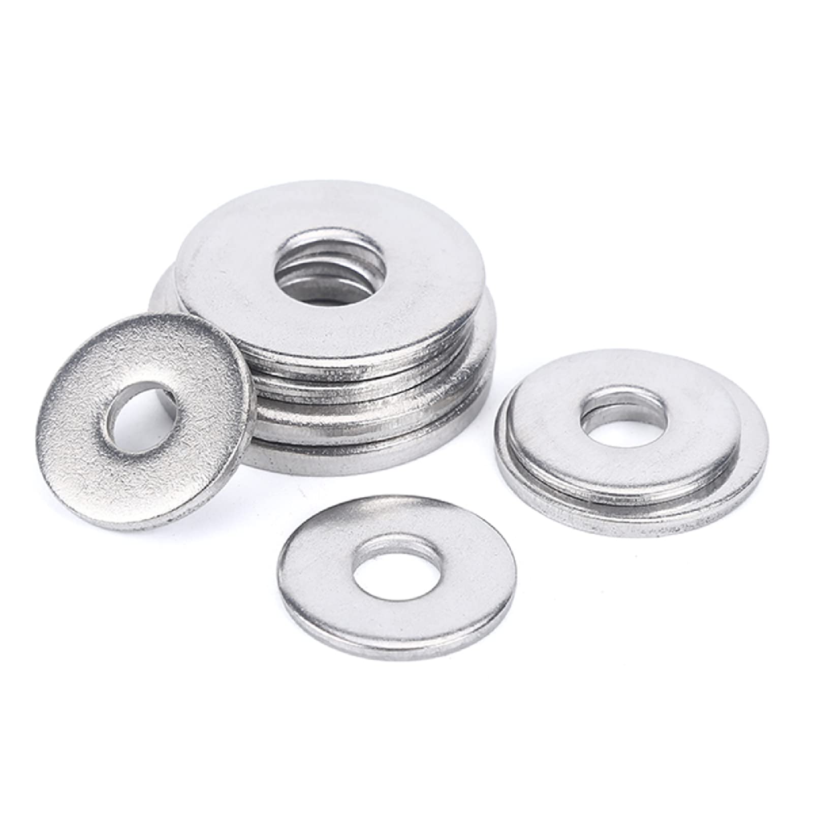juntas planas, juntas de acero inoxidable, Arandela de metal de 50 piezas, arandela plana, diámetro interior 4mm, diámetro exterior 6/7/8/9mm,(8 * 14 * 0.1*)