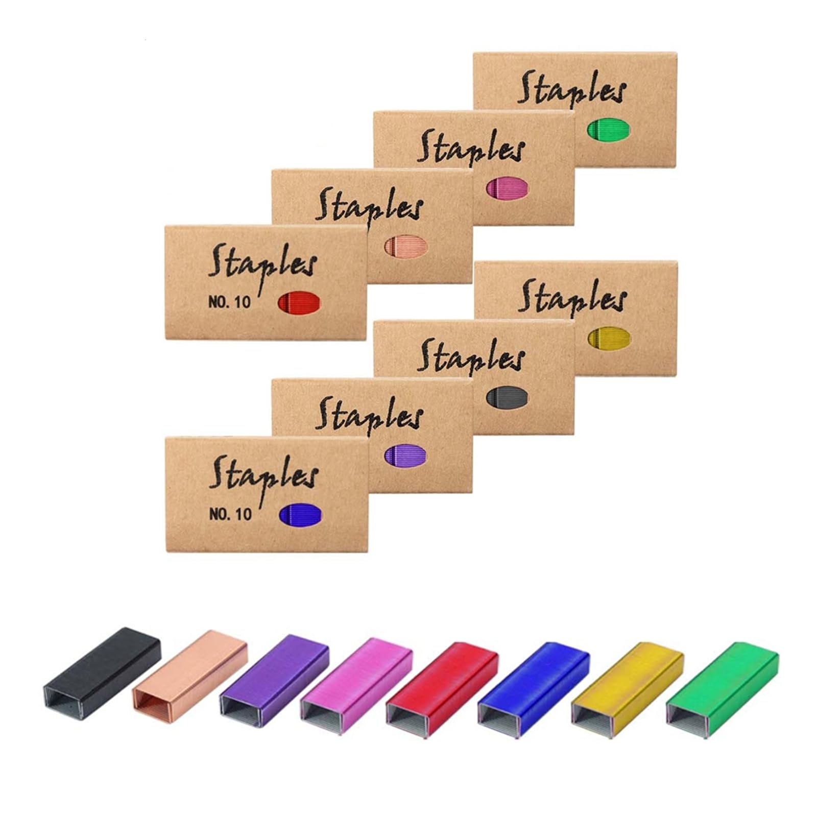 View 1 of MEI YI TIAN No.10 Staples, 8 Boxes Colorful