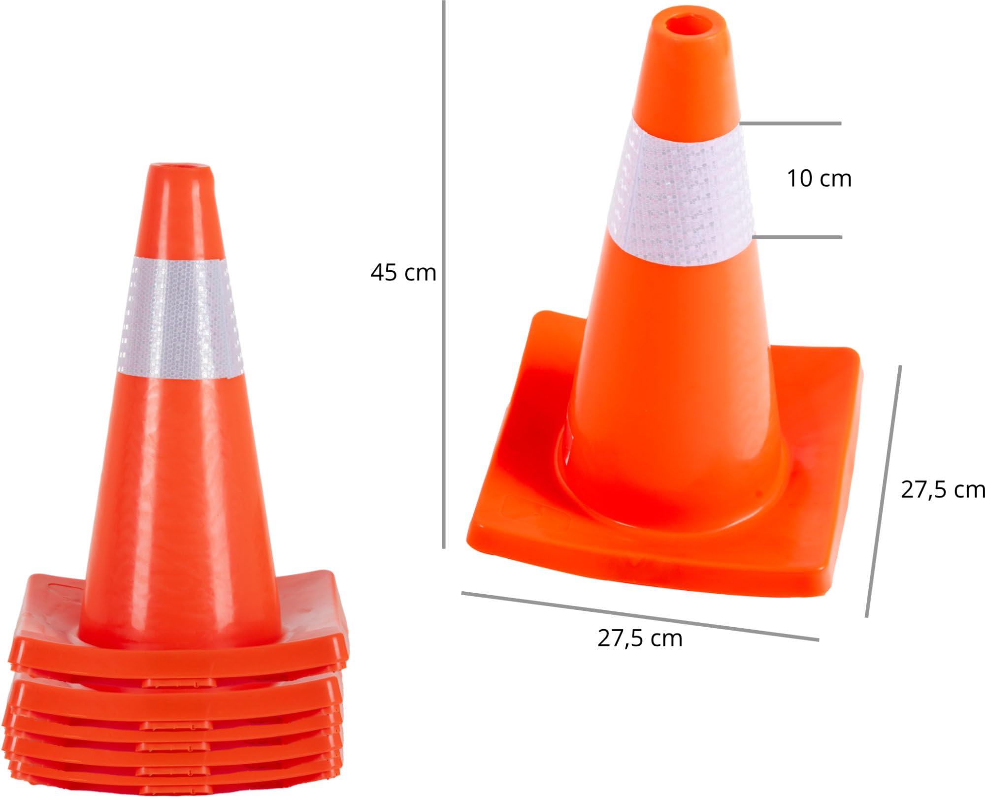 Stagecaptain LK-450 Conos Señalizadores de Plástico 45 cm Naranja Apilables Reflectantes