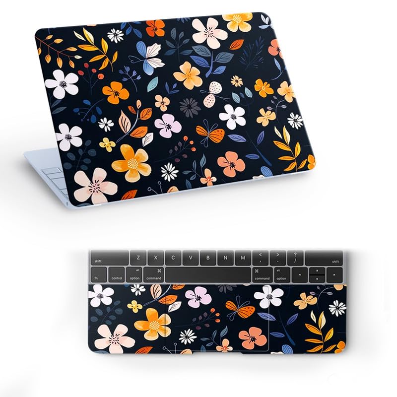 Floral D 135 Full Vinyl Laptop Skin/Sticker/Cover for 14 Inches Laptops Laminated-Removable-HD Quality Compatible for Hp-Dell-Sony-Lenovo-Asus etc.(13.8×9.6 Inches)