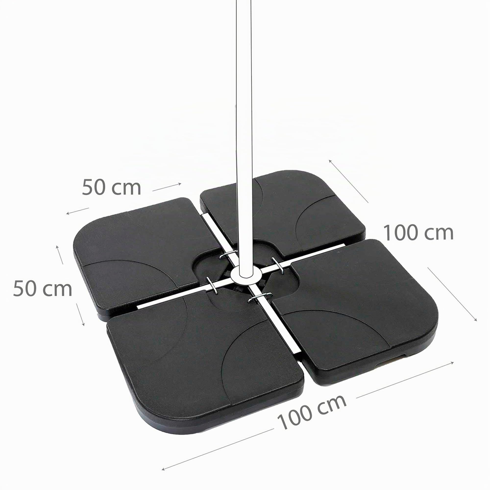 Aktive Lot de 4 Supports Pare-Soleil en Plastique 50 x 50 x 7,5 cm 60/80 kg 62196, Noir