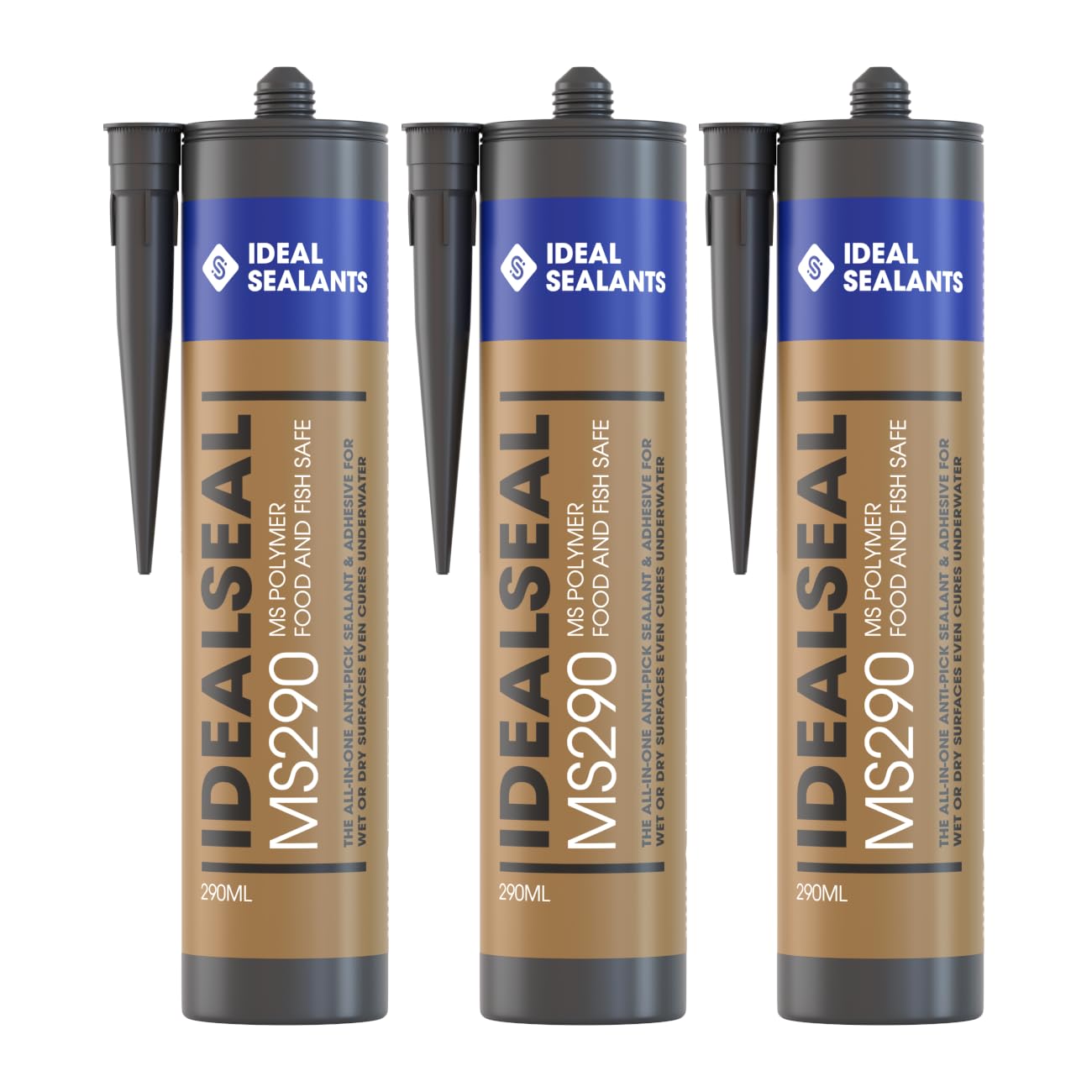 Idealseal MS290 Fish and Food Safe All in One Anti Pick White Sealant and Adhesive 290ml | Pack of 3