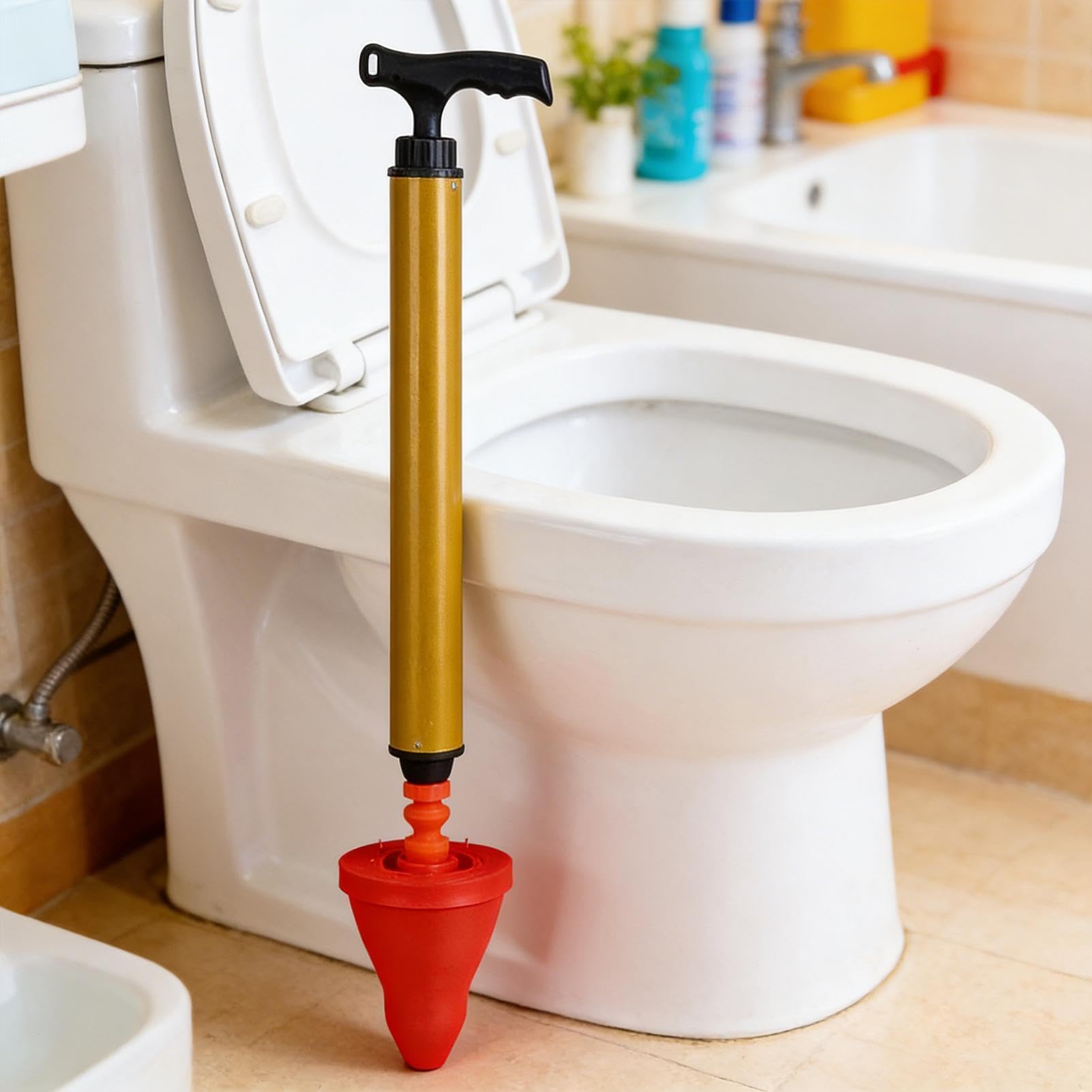 Toilet Plunger Powerful Rustproof – Elegante funzionale Heavy Duty Anti Slip, Unclogger Bathroom Air Drain, Home Dorm Hotel Apartment Kitchen | Home Dorm Hotel Apartment Kitchen