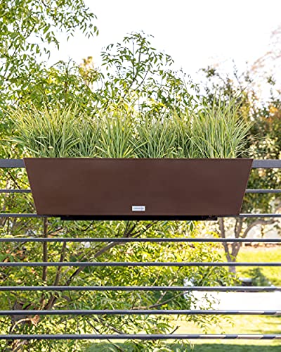 Image of Veradek Pure Series Railing Planter - Tapered Window Box with Bracket