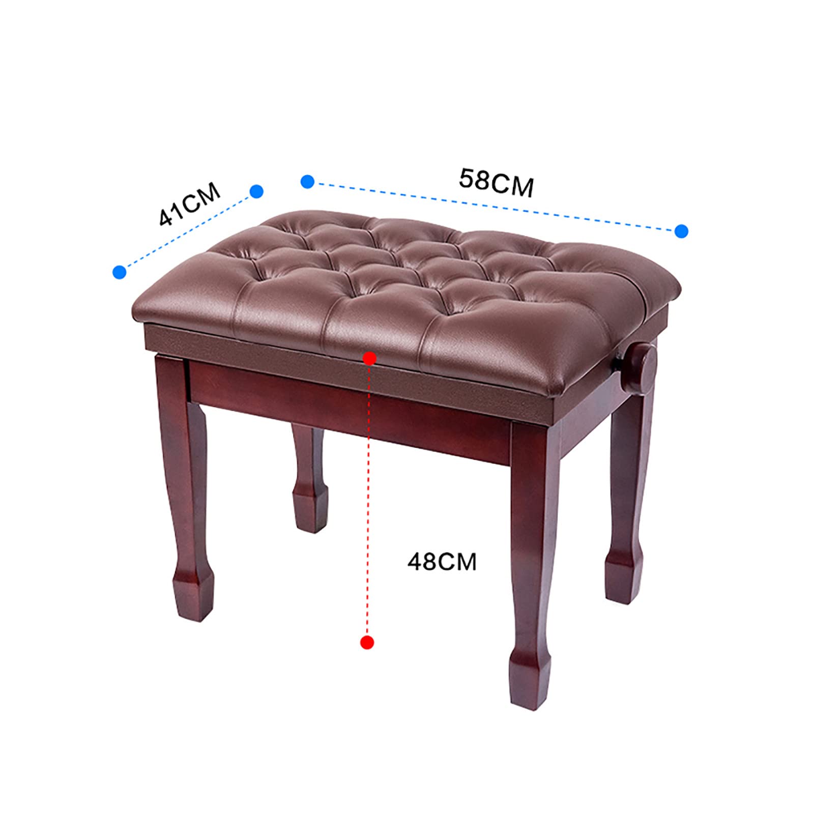 Sgabello regolabile per pianoforte, in legno massiccio e vera pelle, altezza regolabile per uso domestico e in studio, design elegante per musicisti