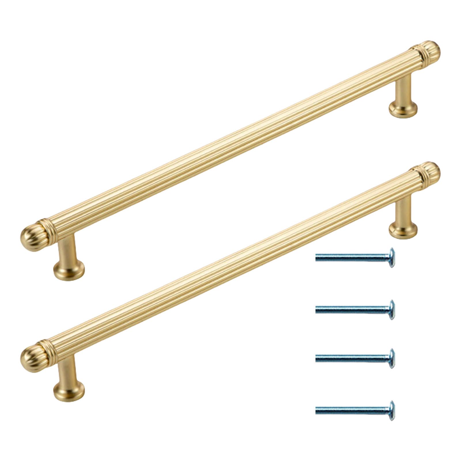 Alloneslife 96Mm Copper Brushed 2Pieces Elegant Brushed Gold Drawer Pull Zines Alloy Materials Cabinet Handle Portable For Stylish Home Interior Elegant Furniture Handle