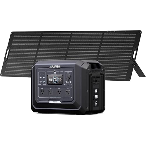 OUPES 2000W Mega 1 Solar Generator Kit with 240W Panel Included, 1024Wh LiFePO4 Battery Power Station with UPS & APP, for Road Trip, Off-grid, RVs, Power Outages