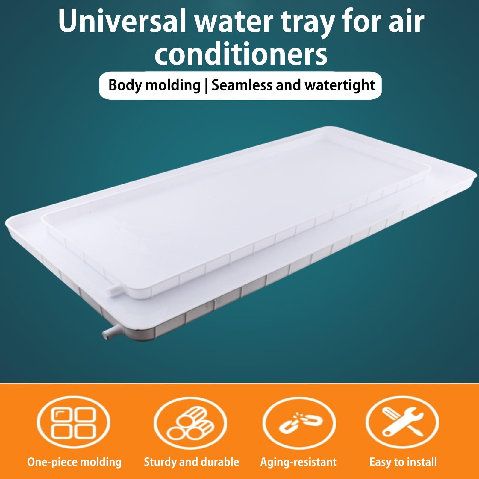 Vaschetta Raccogligocce Universale per Condizionatore D'aria con Tubo di Scarico,Vaschetta Condensa Condizionatore,Adatto per unità Interne ed Esterne Vassoio per Acqua in Plastica(81.5x33x3cm(
