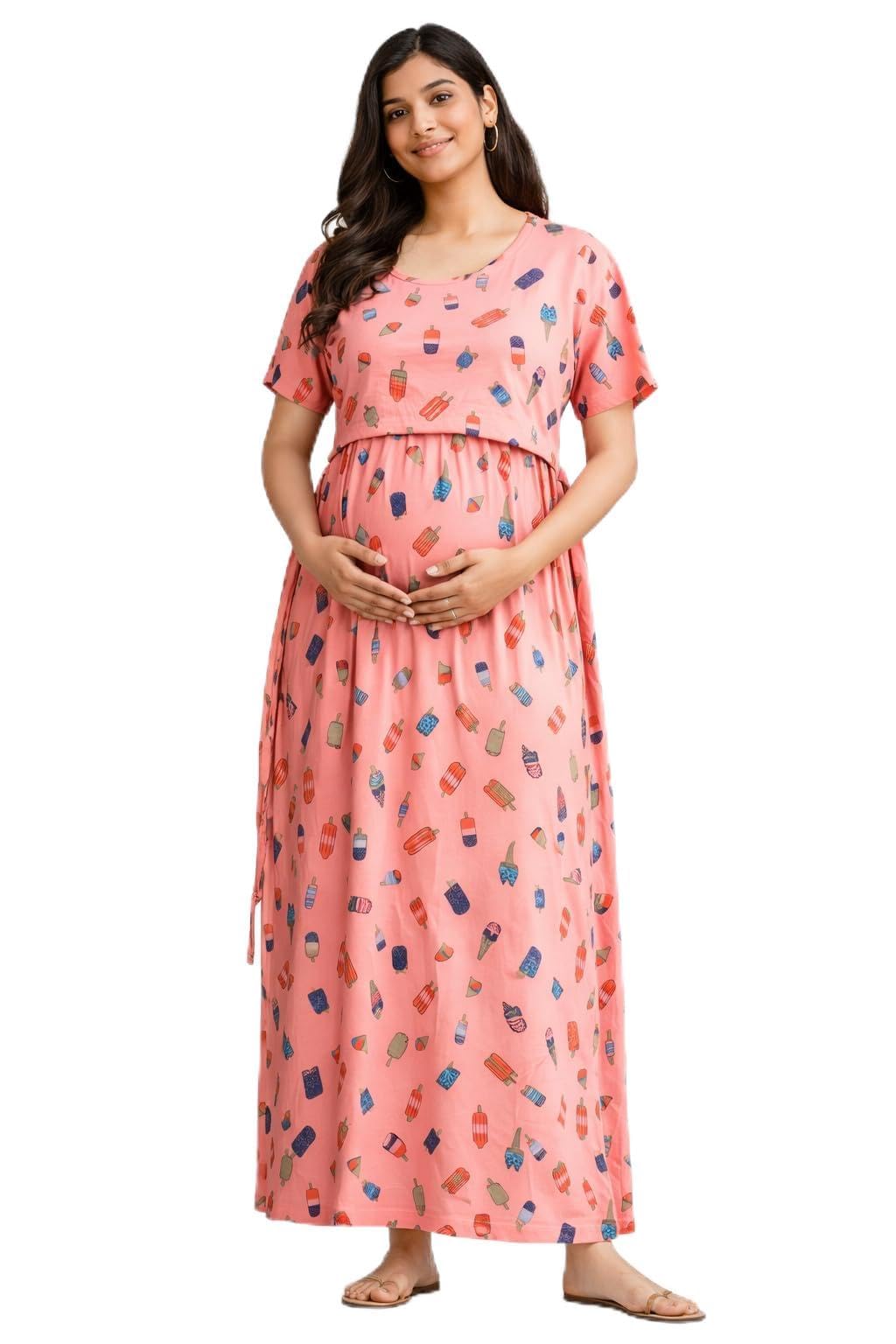 PR Collections Maternity Maxi Dress,Short Sleeve, Nursing Friendly, Flared Fit,L,XL,2XL(XXL),3XL(XXXL) Size-image-42