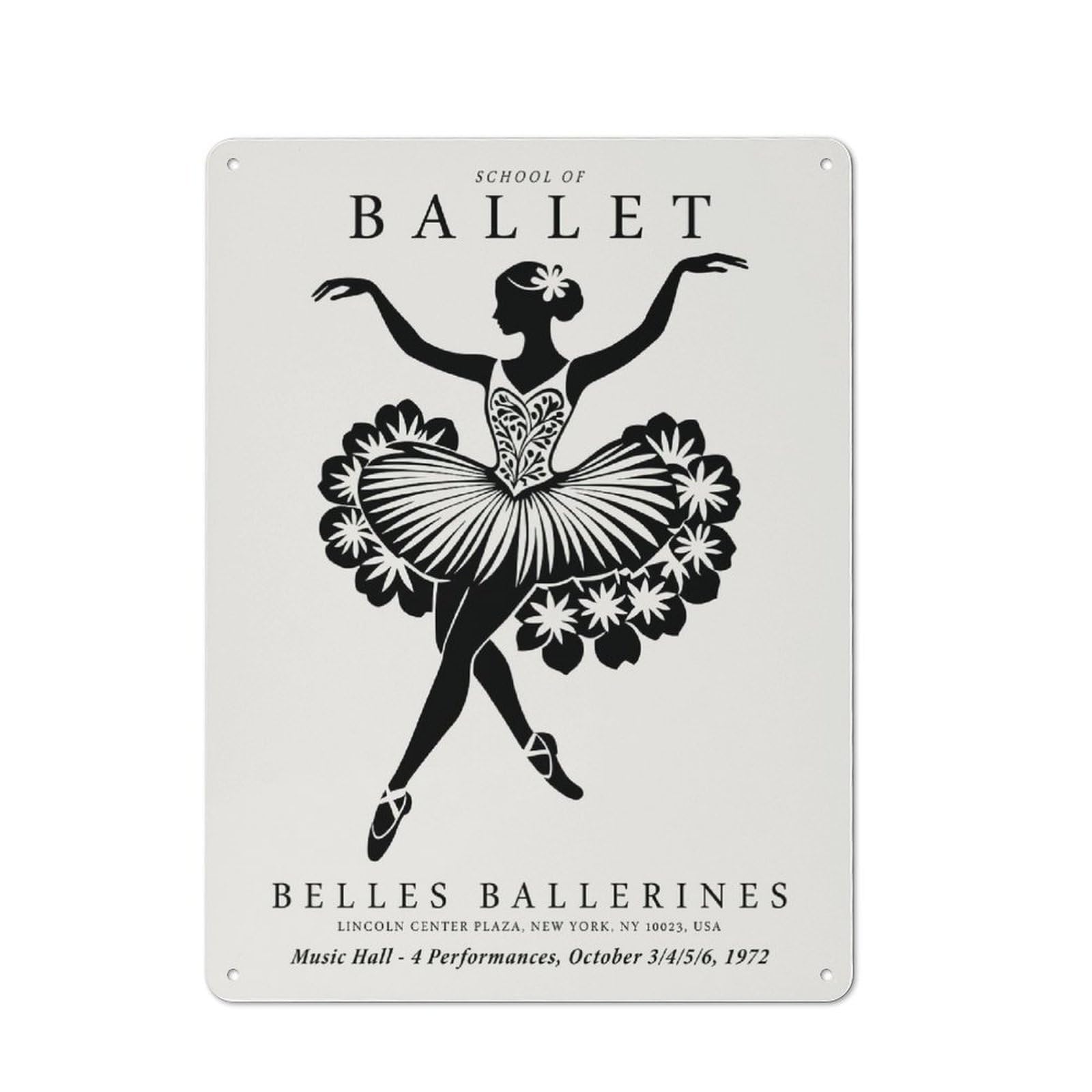 Junmoney Style-24 Vintage Metal Plaque 40X30cm Featuring School Of Ballet Poster For Hallway Wall, For Wall Display Collectors