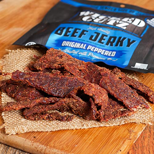 Image of Wicked Cutz Original Peppered Beef Jerky, 36g Protein Per Bag, Tender & Easy to Chew Alternative to Beef Sticks, USA Made High Protein Carnivore Snacks (2 Bags)