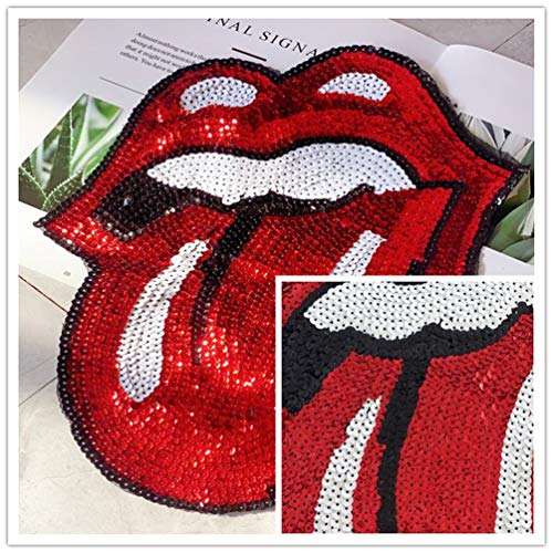 Sequin Lips Patches Sew On Or Iron On Large Cartoon Mouth Tongue Lip Sequin Patches Diy Appliques Craft Compatible Hoodies T-Shirt Jeans Jackets #TOP2