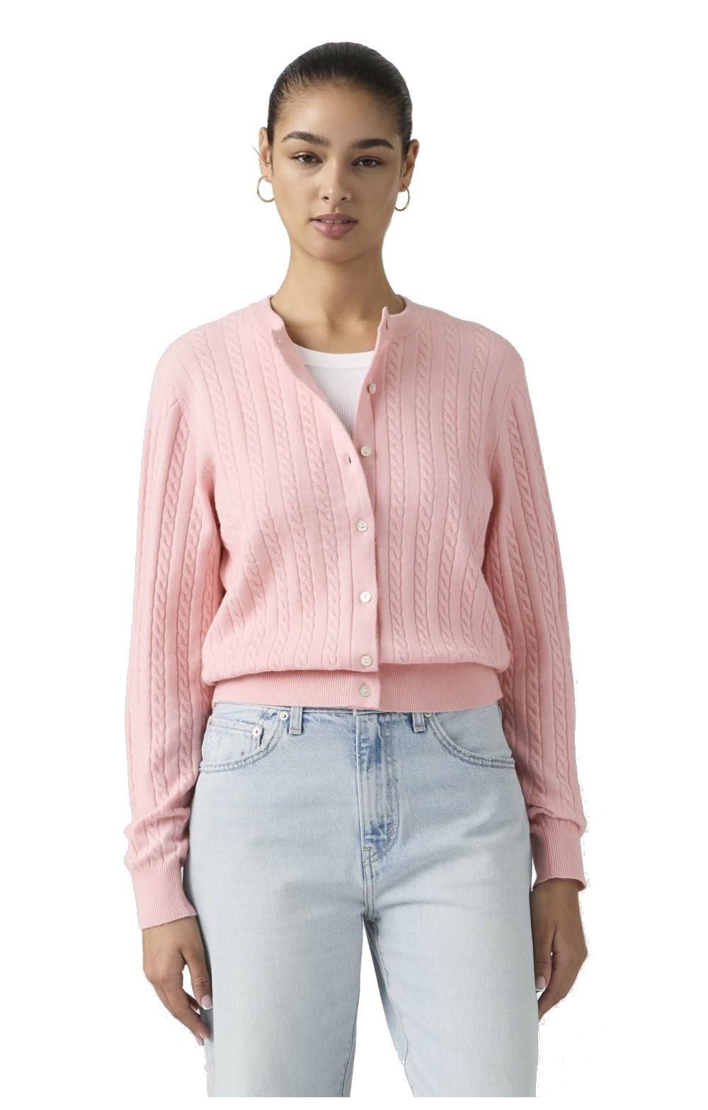 Levi's Women's Cardigan with Crew Neck, Soft, Pink (Coral Blush), XS