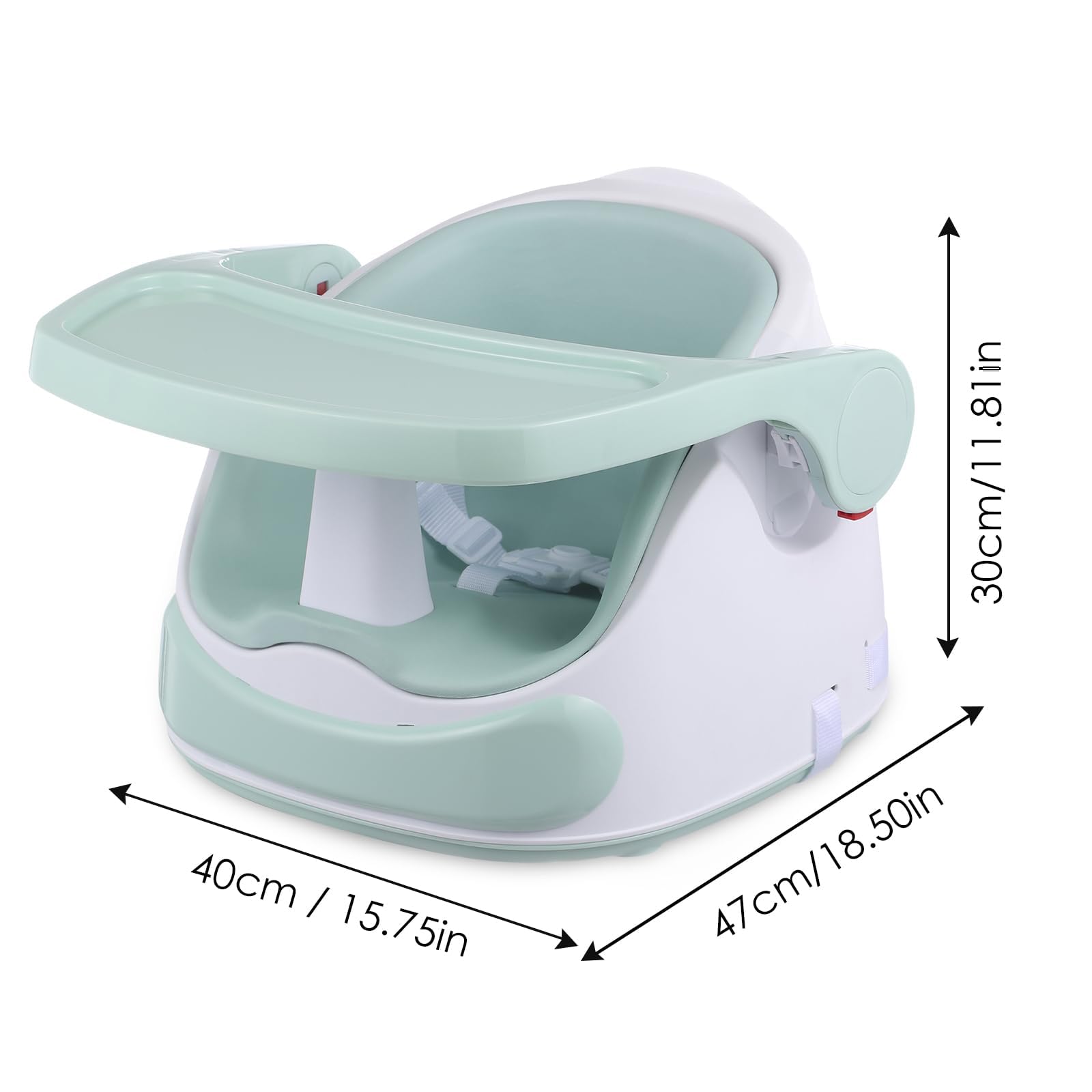 Kindersitzerhöhung,Baby Booster Sitz mit Extra-Großem Tablett, Sicherer & Leichter Tischsitz für Kinder, Baby Sitzhilfe, Einfach zu Reinigen, Weiß (40x47x30 cm)