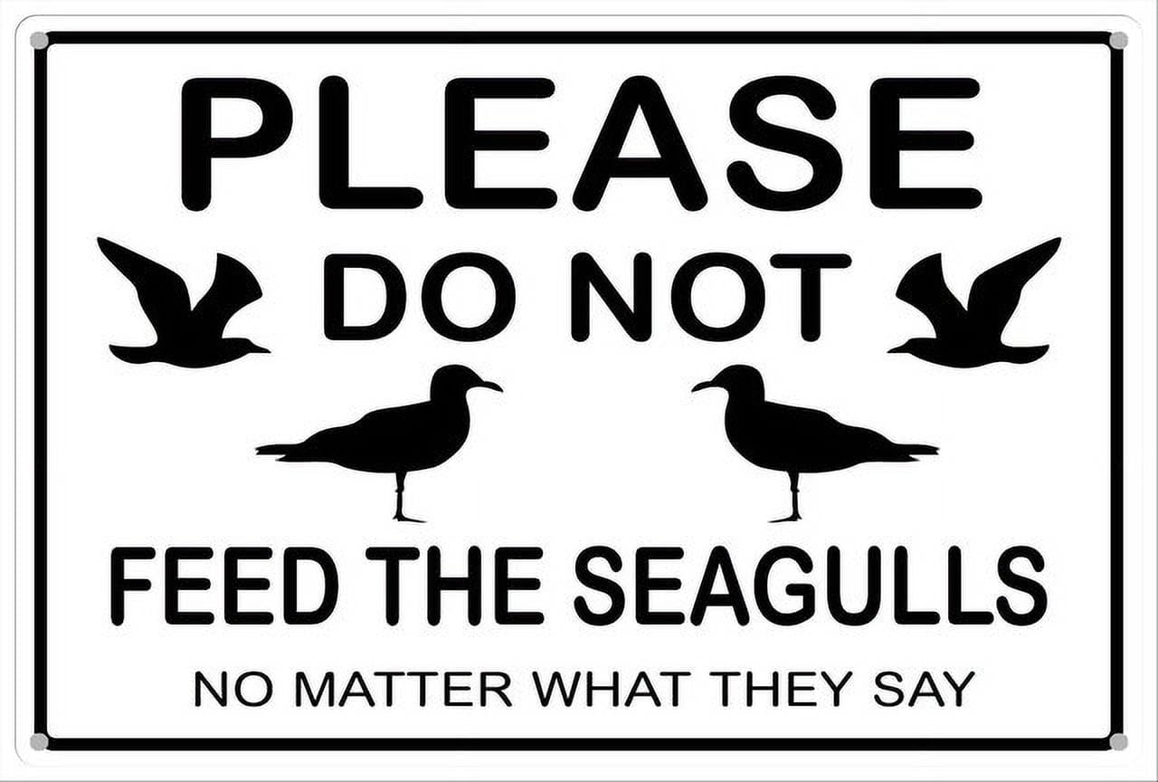 peiyeety Please DoFeed The Seagulls No Matter What They Say Aluminum Tin Sign for Home Kitchen Wall Decor 12X8Inch