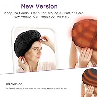 Vista 3 de Gorro térmico de acondicionamiento profundo, sin cordón, 100% algodón natural, semillas de linaza, tratamiento interior de microondas, tapa caliente