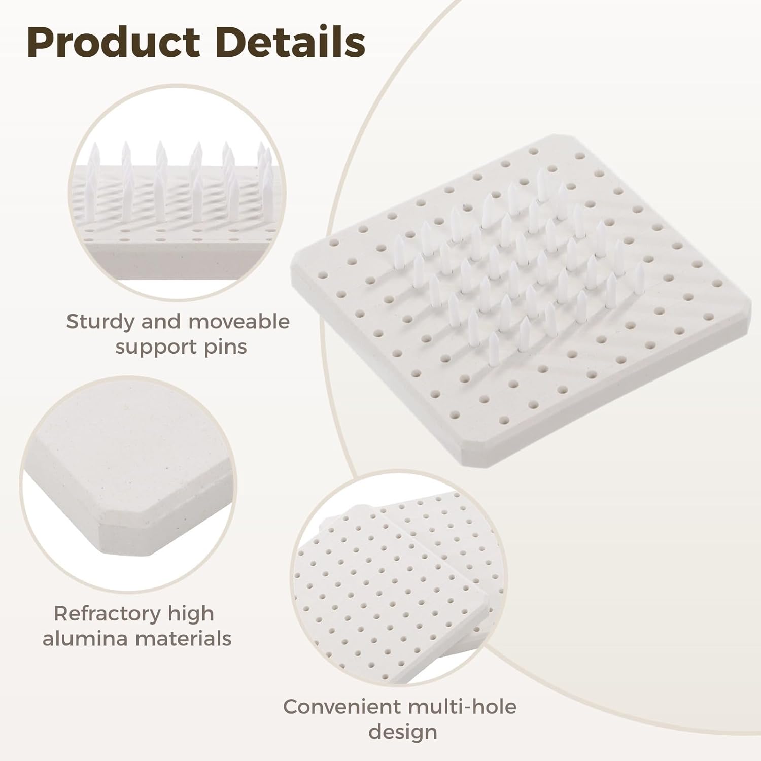 Pottery Firing Mats, 2 Pcs Ceramic Refractory Pads with 120 Pcs Kiln Stilts Support Nails, High Temperatures Resistant, Reusable Clay Accessories for Ceramic Hobbyists