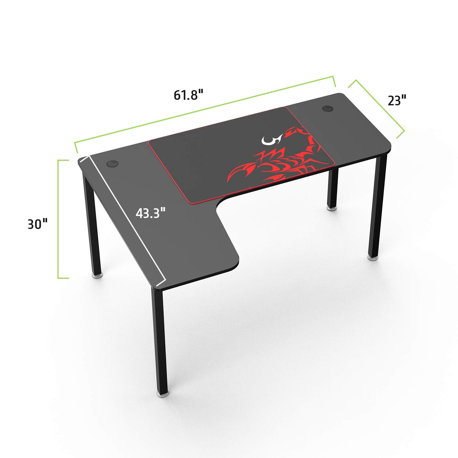 L Shaped Desk,61 inch Corner Gaming Desk,Modern PC