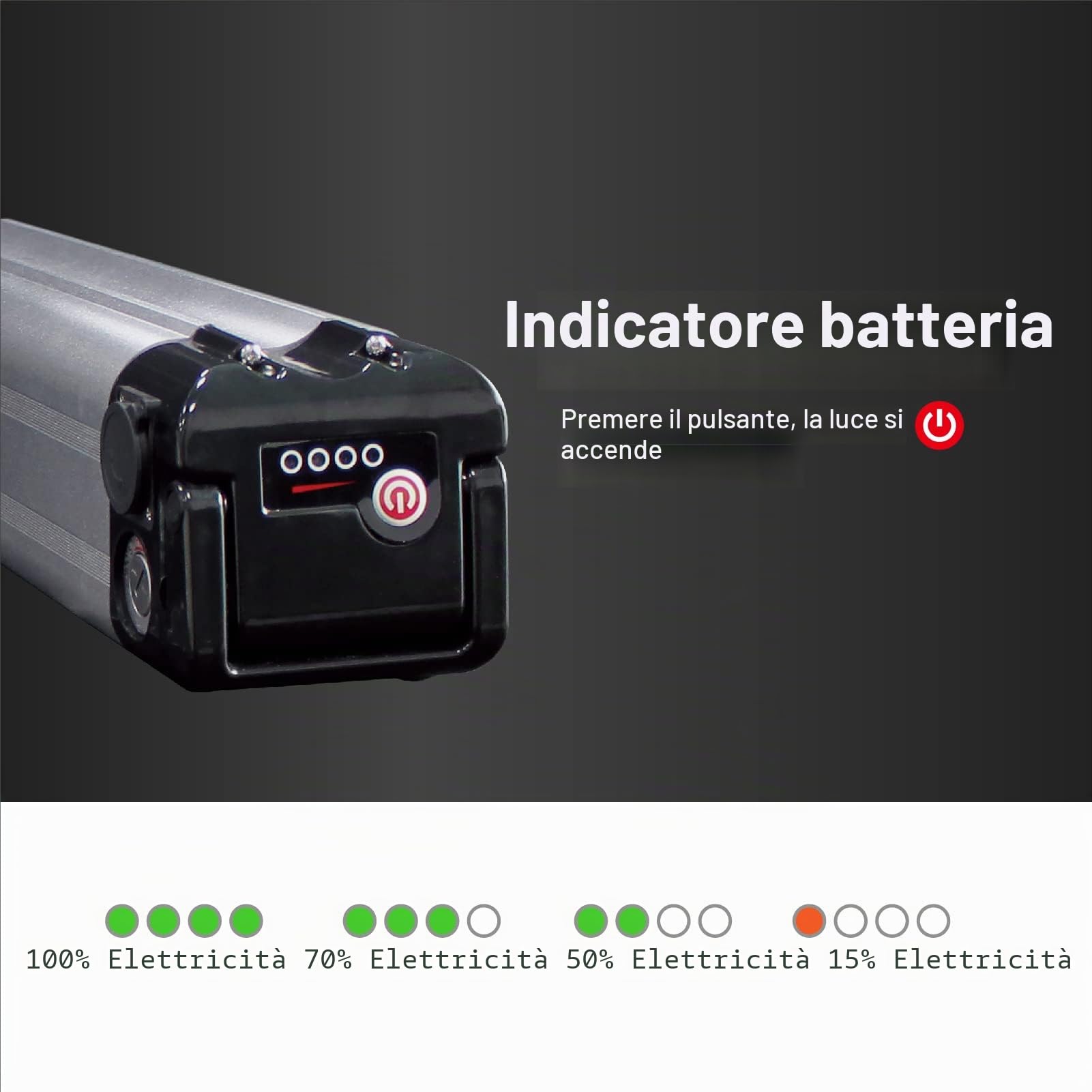 Con caricabatteria 24V 9Ah e-bike batteria Li-Ion bici elettrica forma whitebait per Phylion, MiFa, Rex, Prophete (24V9Ah)