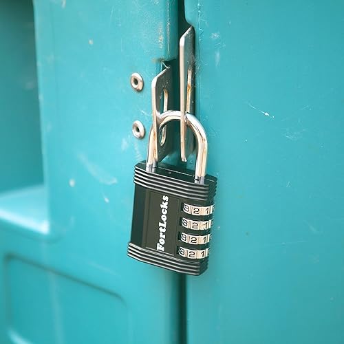 Miniatura 3 de Candado  Cerradura de combinación de 4 dígitos para gimnasio al aire libre y escuela, valla, funda y cobertizo  Juego reiniciable resistente con tu