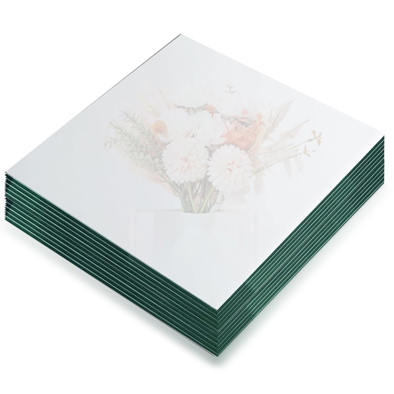 Nexboraque Confezione da 12 piatti quadrati per candele, 25,4 cm, in vetro, centrotavola per tavoli, vassoi a specchio senza cornice da 1,7 mm, per fiori, profumi, decorazioni per feste, matrimoni